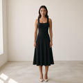 Women’s Midi Dress Square Neckline - Black