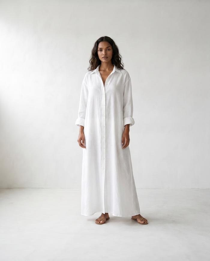Agnes Linen Long Shirt Dress