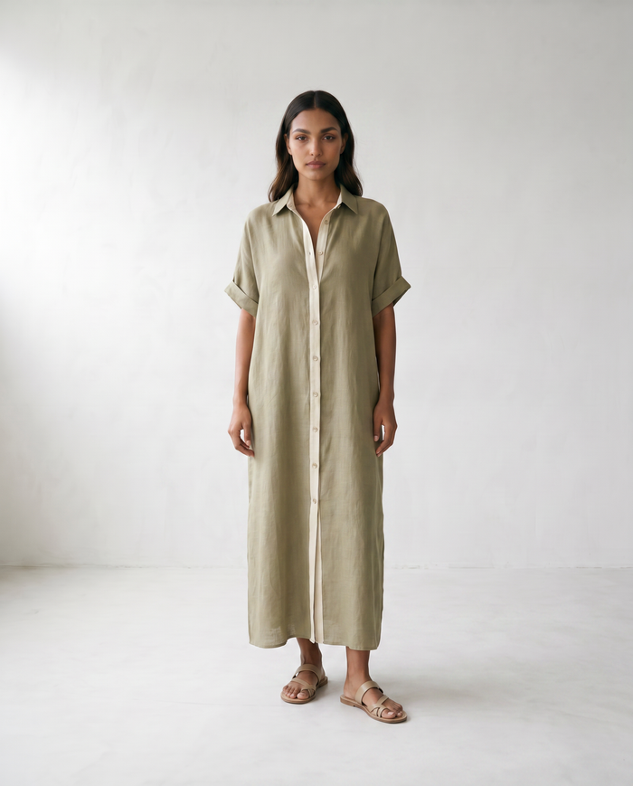 Gemma Linen Long Shirt Sundress