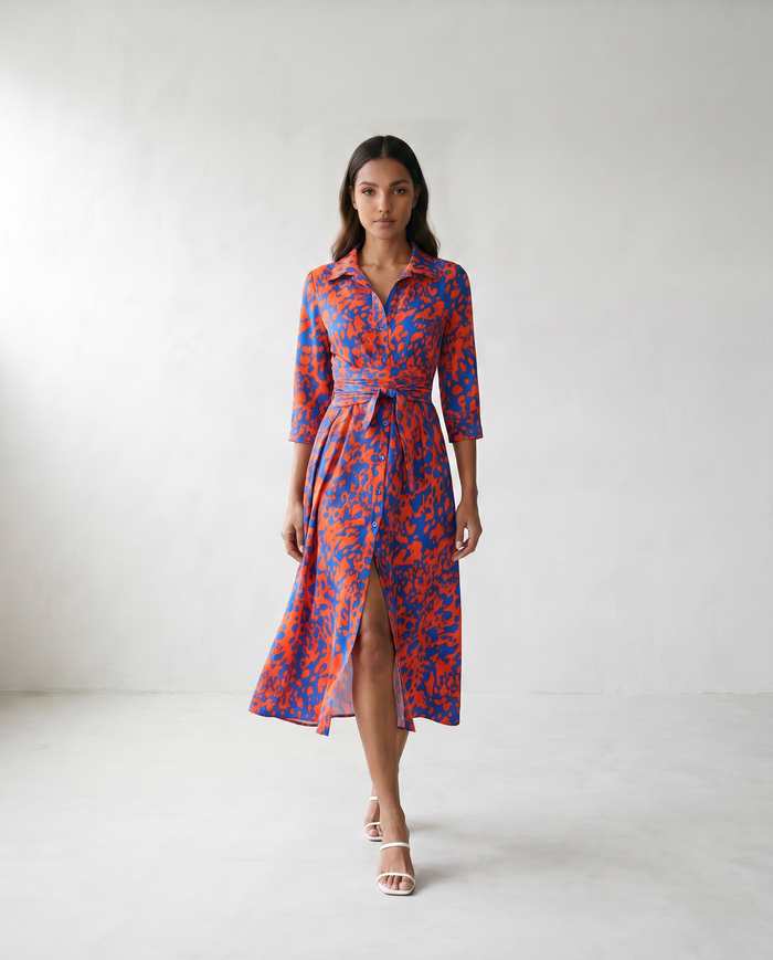 Abstract Print Midi Dress – Casual Dress | Seraphina
