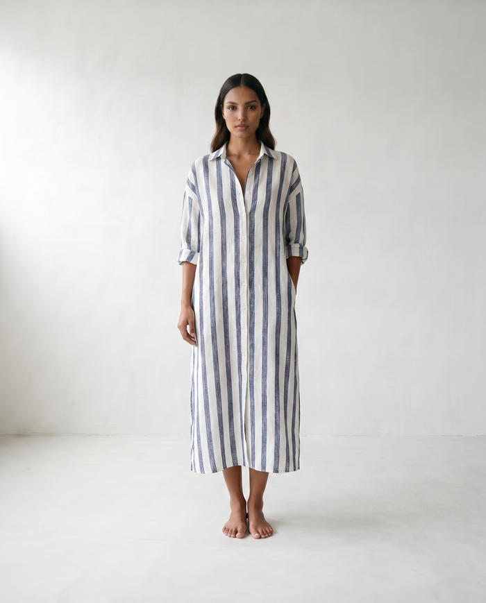 Amaris Linen Long Shirt Dress