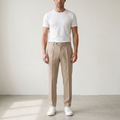 Men’s Tailored Fit Pleated Trousers - Front model view - Beige
