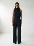 Saphirelle High Neck Wide-Leg Jumpsuit - model 01_model_front_master_black