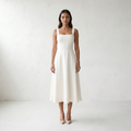Women’s Dress Midi A-line Square Neck - White
