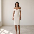 Women’s Dress Off-Shoulder Figure-Closing Design - White