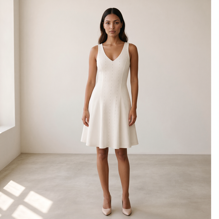 Women’s Summer Dress A-line V-neck - White