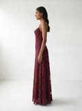 Rosalina Lace Cowl Neck Maxi Dress - model 02_model_side_red