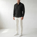 Sundrel Aden Linen Button-Down Shirt - 02 model three quarter black