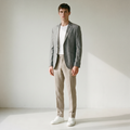Sundrel Dino Single-Breasted Cotton-Linen Blazer - 02 model three quarter gray