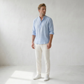 Sundrel Jonas Casual Linen Summer Shirt - 02 model three quarter light-blue