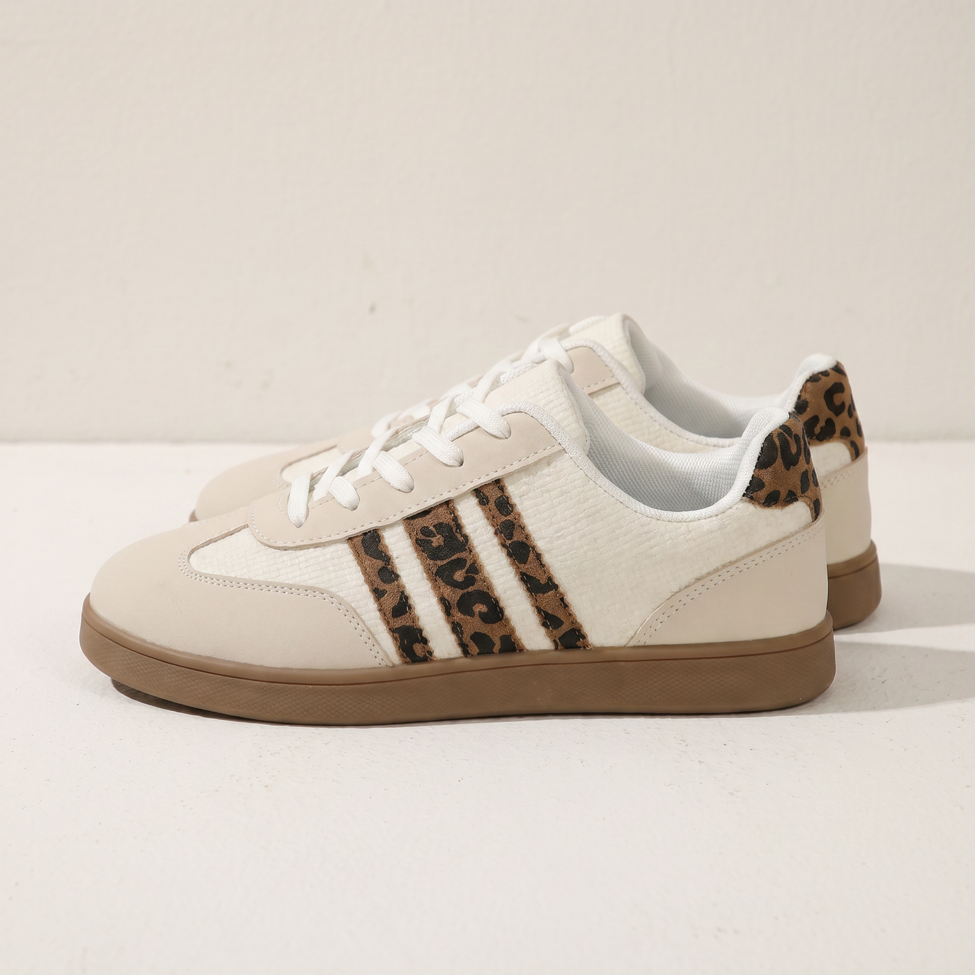 Women's Low Sneakers with Animal Print Details - Side view