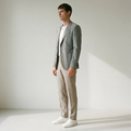 Sundrel Dino Single-Breasted Cotton-Linen Blazer - 03 model side gray