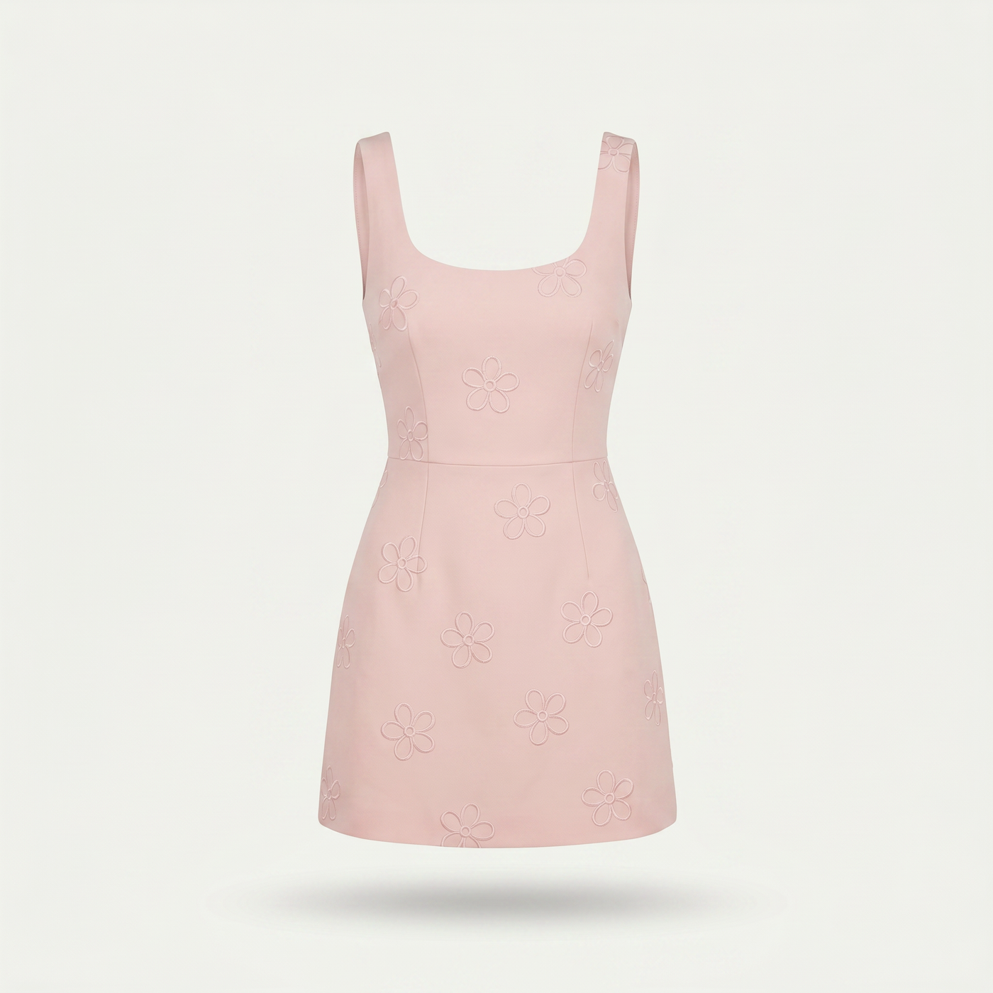 Women’s Dress Sleeveless Embroidered Flowers - Light Pink