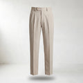 Men’s Tailored Fit Pleated Trousers - Mannequin product view - Beige