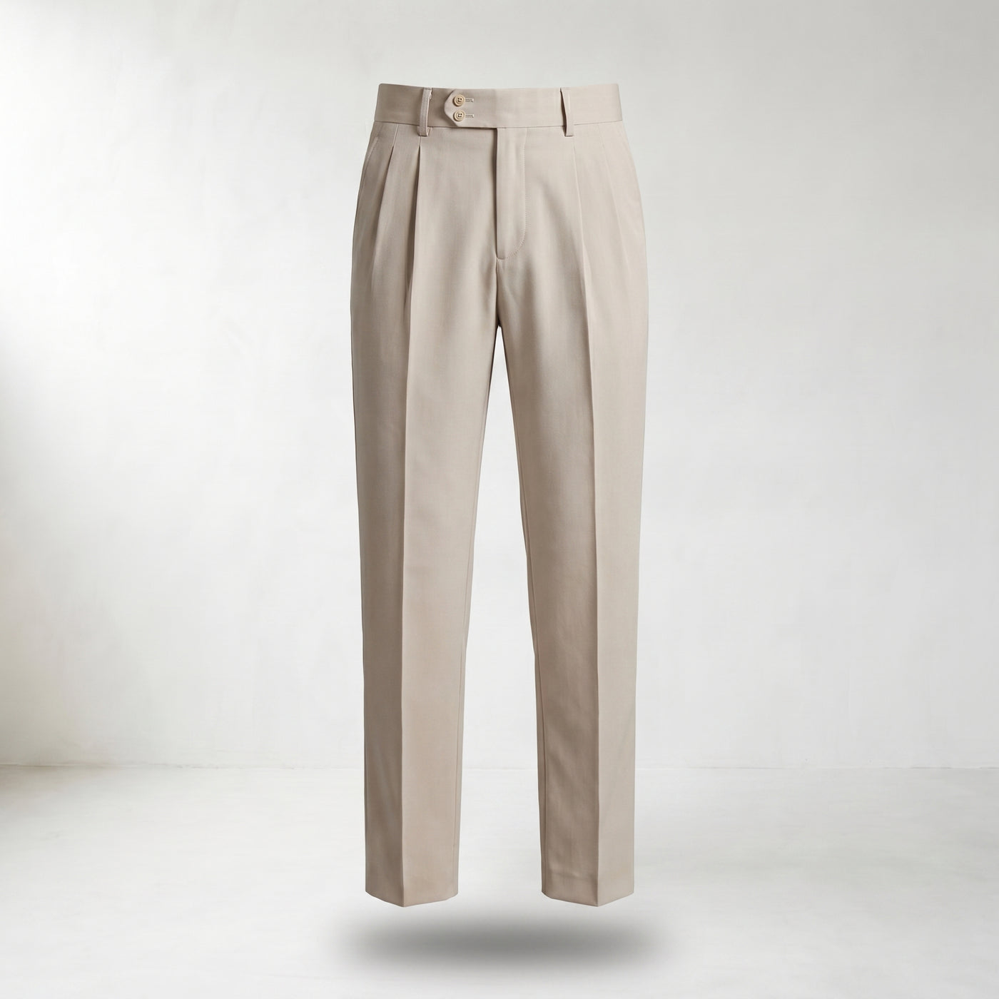Men’s Tailored Fit Pleated Trousers - Mannequin product view - Beige