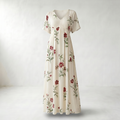 Floral V-Neck Maxi Summer Dress - Product view - White