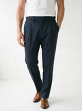 Vittorio Classic Fit Pleated Trousers - model 04_model_soft_pose_navy