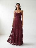 Rosalina Lace Cowl Neck Maxi Dress - model 04_model_soft_pose_red