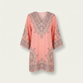 Women’s Summer Dress V-Neck Three-Quarter Sleeves - Pink