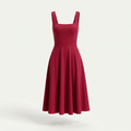 Women’s Midi Dress Square Neckline - Red