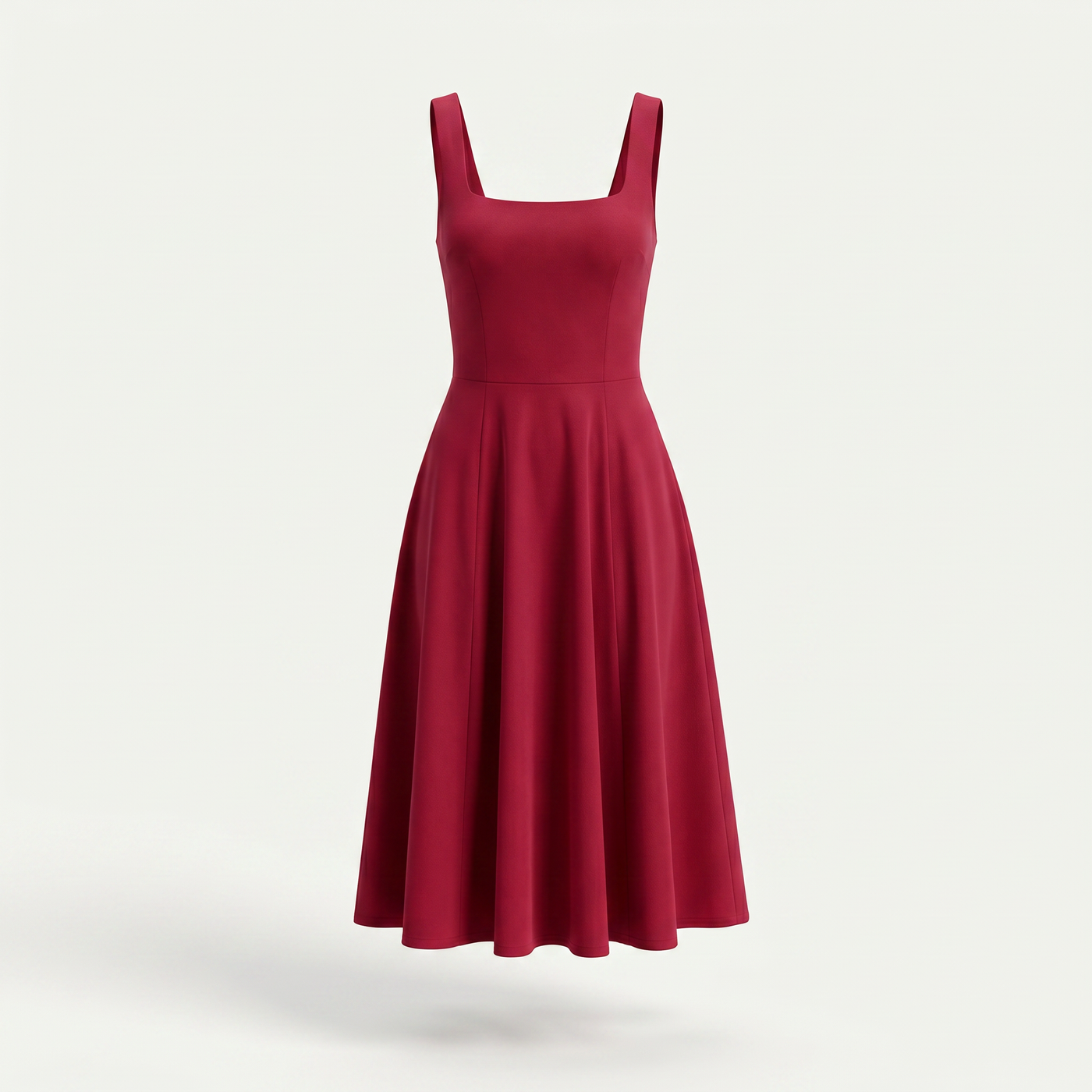 Women’s Midi Dress Square Neckline - Red