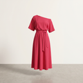 Women’s Midi Dress Off-Shoulder A-line - Rose Red