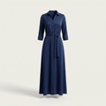 Women’s Maxi Dress Shirt Dress Button - Blue
