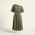 Women’s Midi Dress Off-Shoulder A-line - Green