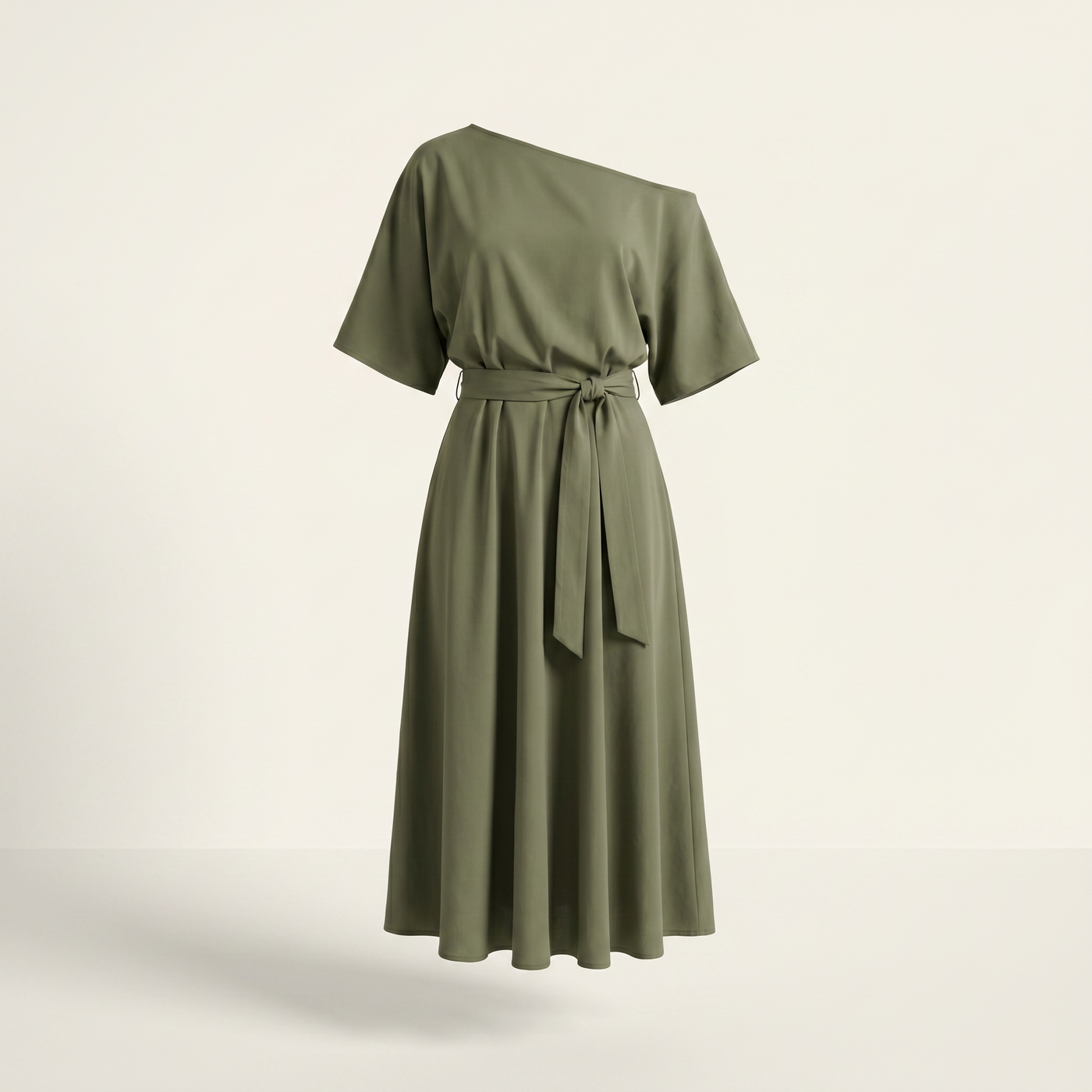 Women’s Midi Dress Off-Shoulder A-line - Green
