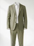 Lorenzo Linen-Look Classic Suit Set - Olive Green mannequin