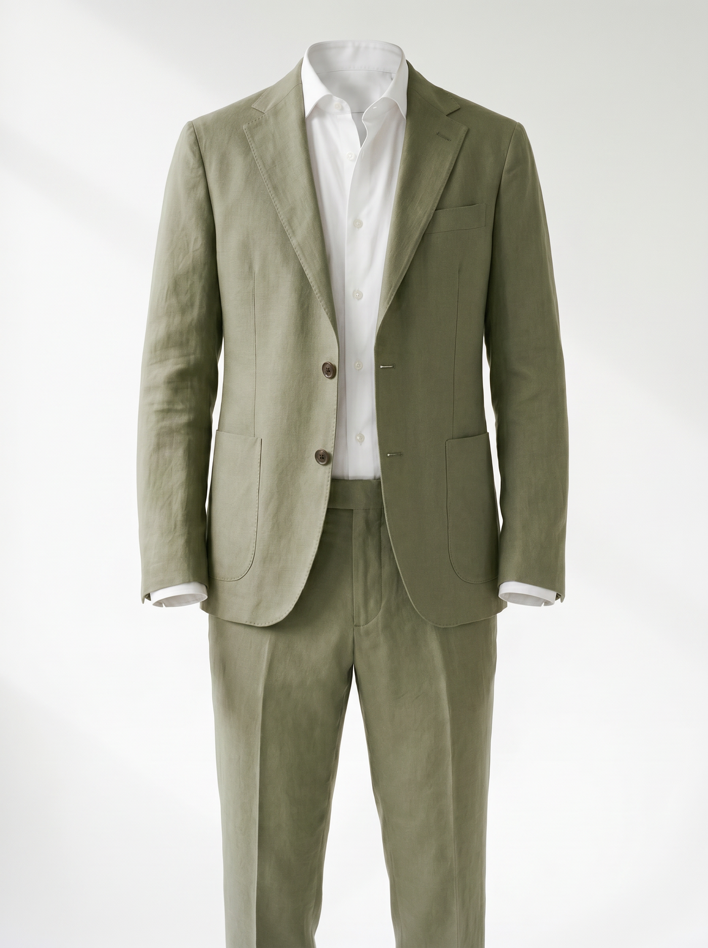 Lorenzo Linen-Look Classic Suit Set - Olive Green mannequin