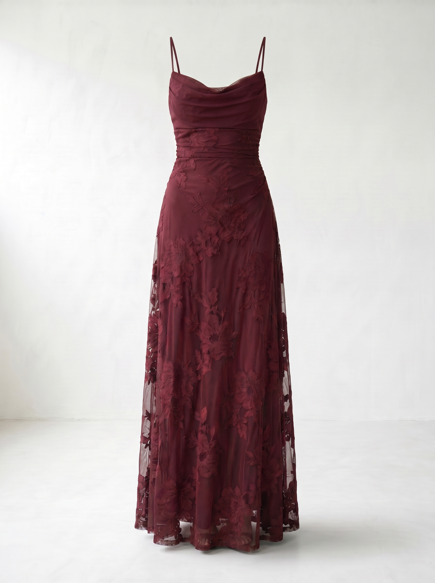 Rosalina Lace Cowl Neck Maxi Dress - Red mannequin