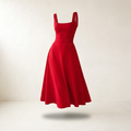 Women’s Dress Midi A-line Square Neck - Red
