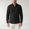 Sundrel Aden Linen Button-Down Shirt - 05 model detail black