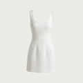 Women’s Dress Sleeveless Embroidered Flowers - White