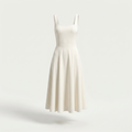 Women’s Midi Dress Square Neckline - White