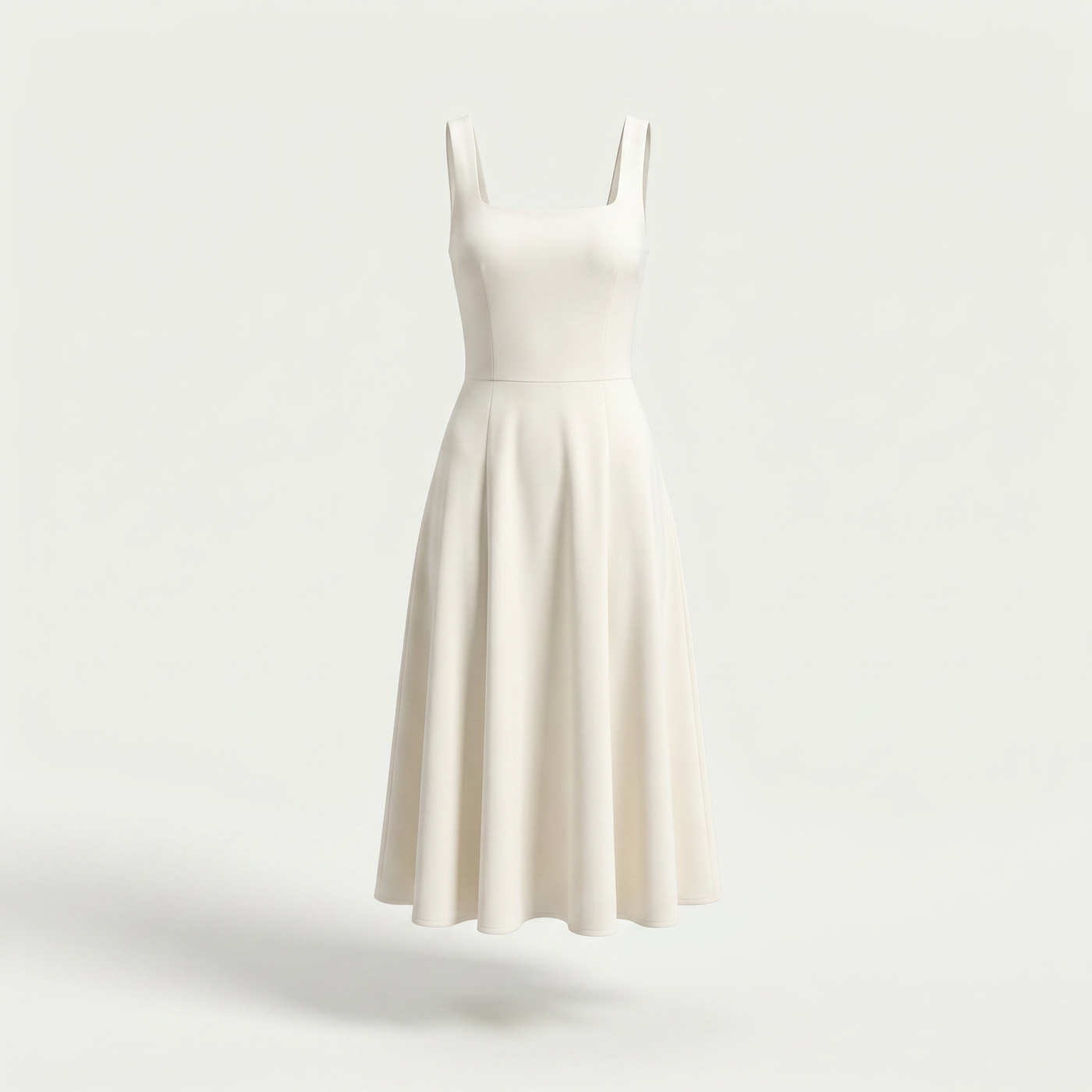 Women’s Midi Dress Square Neckline - White