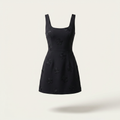 Women’s Dress Sleeveless Embroidered Flowers - Black