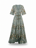 Jill Floral V-Neck Maxi Dress - Blue mannequin