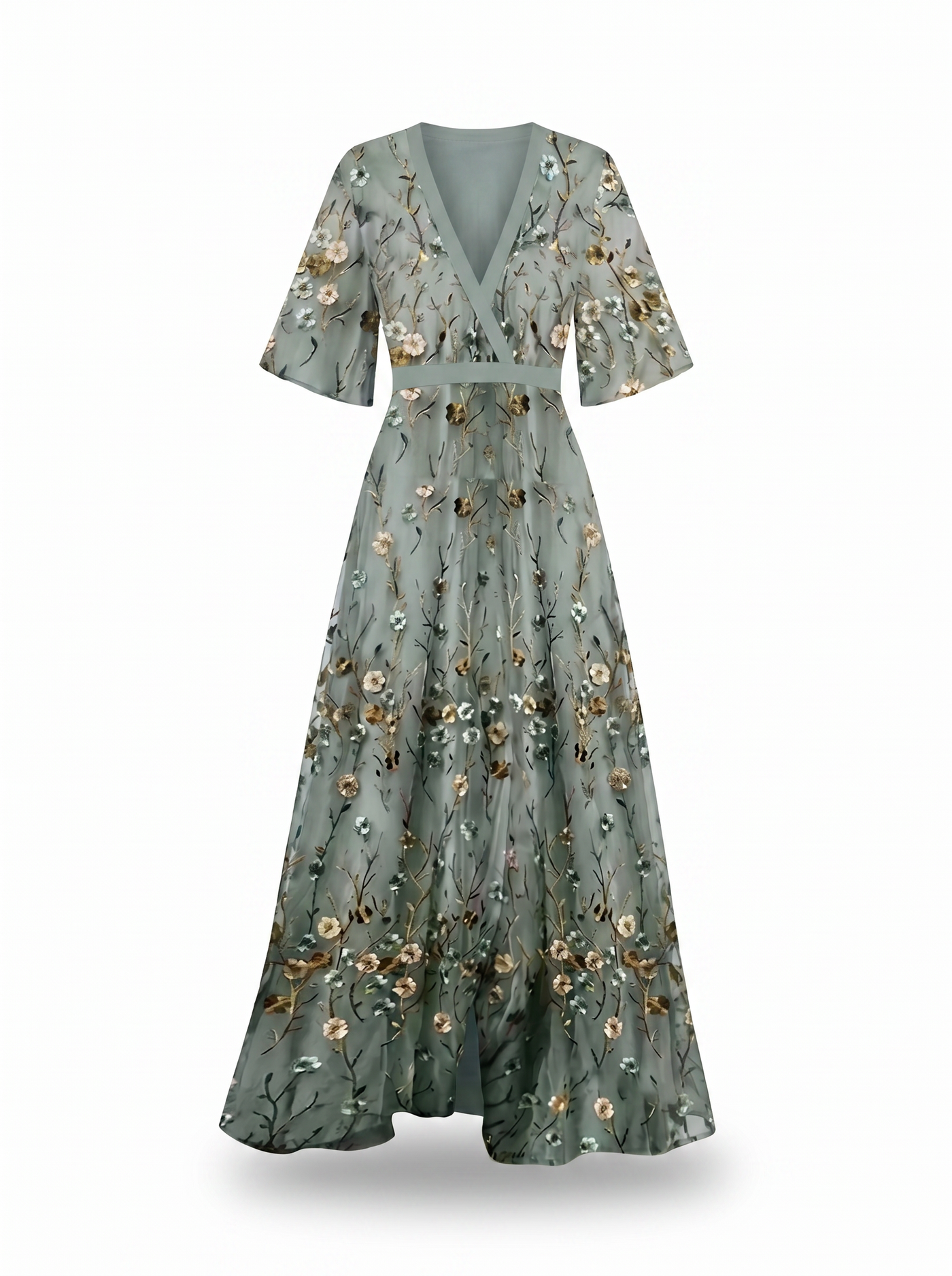 Jill Floral V-Neck Maxi Dress - Blue mannequin