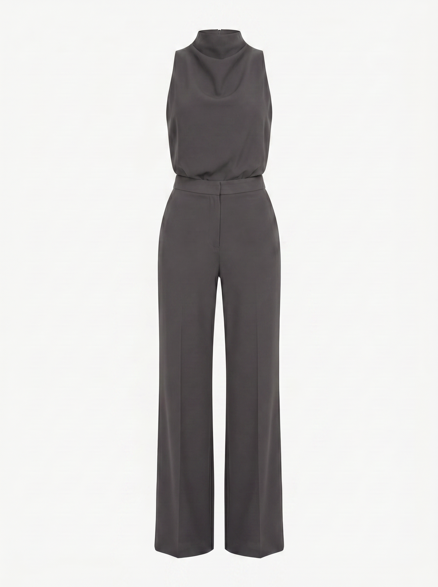 Saphirelle High Neck Wide-Leg Jumpsuit - Dark Gray mannequin