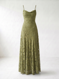 Rosalina Lace Cowl Neck Maxi Dress - Green mannequin