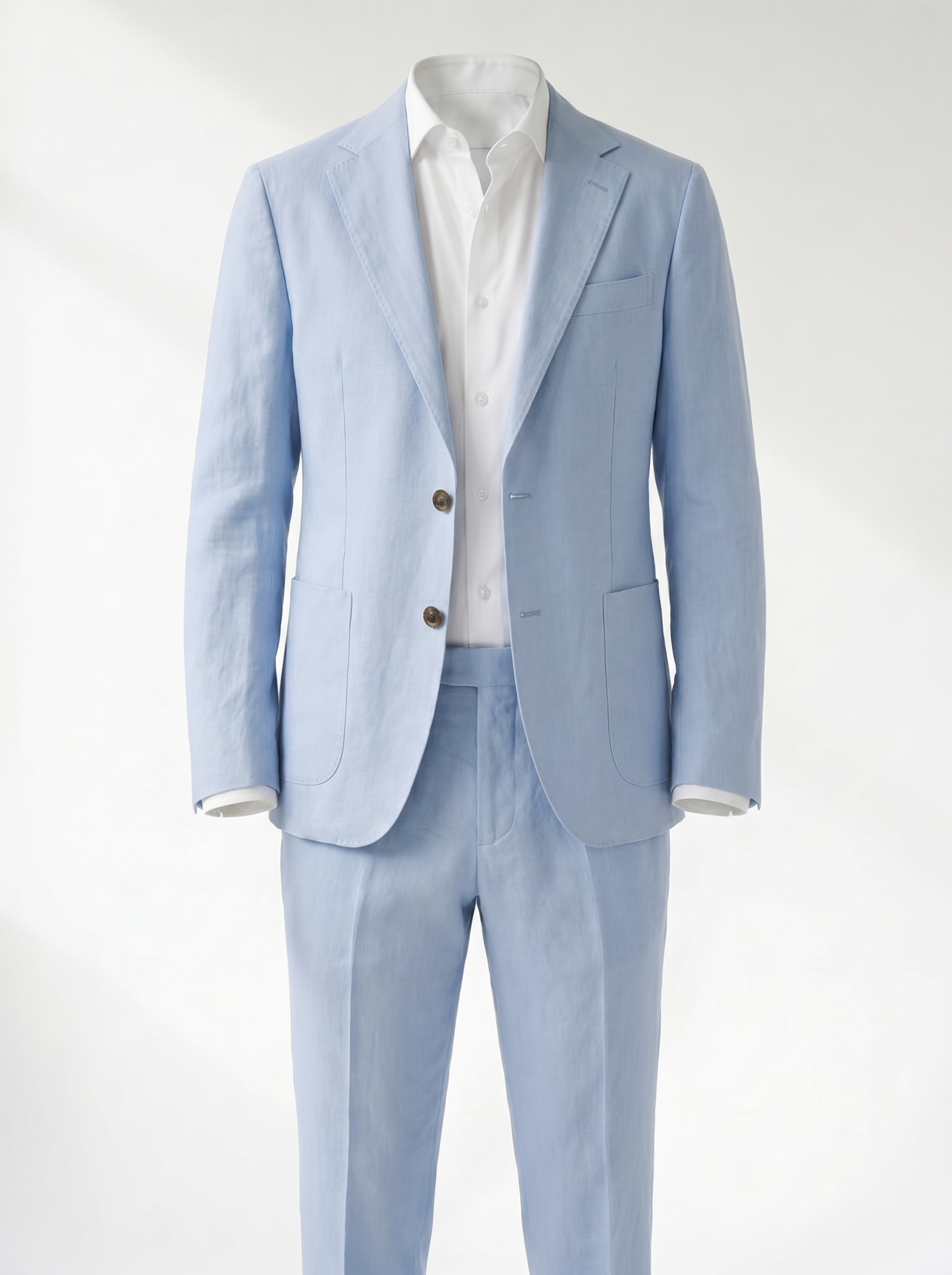 Lorenzo Linen-Look Classic Suit Set - Light Blue mannequin
