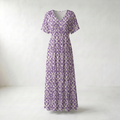 Floral V-Neck Maxi Summer Dress - Product view - Lilac