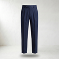 Men’s Tailored Fit Pleated Trousers - Mannequin product view - Navy