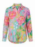 Terri Printed Button-Up Blouse - Pink mannequin
