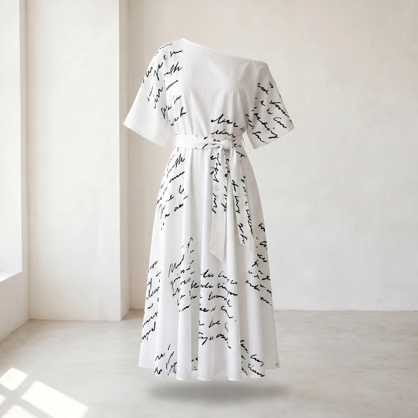 Women’s Midi Dress Off-Shoulder A-line - White