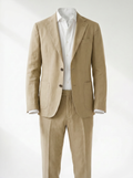 Lorenzo Linen-Look Classic Suit Set - Beige mannequin