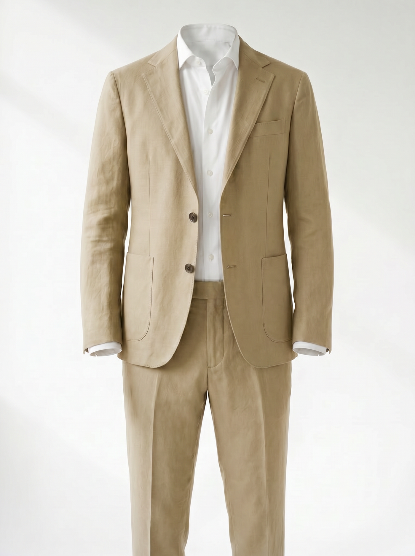 Lorenzo Linen-Look Classic Suit Set - Beige mannequin