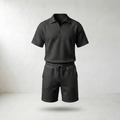 Sundrel Gerald Half-Zip Polo Shorts Set - Black